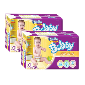 Combo 2 Tã-bỉm dán Bobby siêu thấm Jumbo XL40