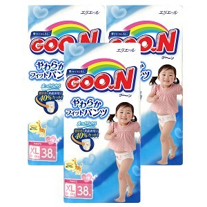 Combo 3 gói tã-bỉm quần Goo.n cho bé gái XL38 (38 Miếng)