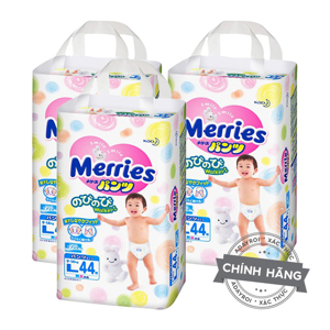 Combo 3 gói Tã-bỉm quần Merries L44 (44 miếng)