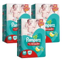 Combo 3 gói tã quần Pampers M60