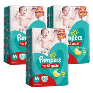 Combo 3 gói tã quần Pampers M60