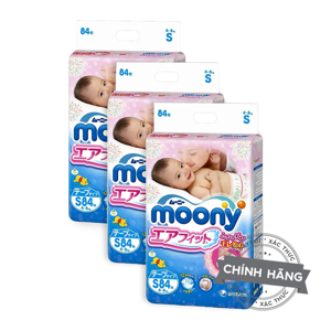 Combo 3  tã - bỉm dán Moony S84