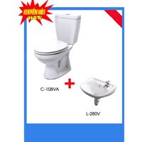 Combo bàn cầu hai khối và chậu rửa C-108VA+L-280V/BW1