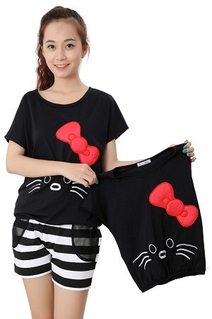 Combo bộ đồ thun in hình Kitty cho mẹ và bé Cirino