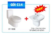 Combo bồn cầu VF - 1858 + Chậu rửa VF - 0947 + Chân chậu VF - 0741