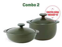 Combo Sinh Nhật Nồi sứ dưỡng sinh 2 – Luna 2.0 L + Vesta 3.0 L (CK) (bếp từ) + nắp – HealthyCook