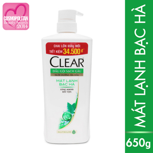 Dầu gội Clear mát lạnh bạc hà 650g