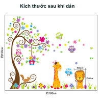 Decal dán tường cú trên cây và sư tử DF5210