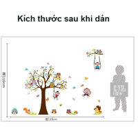 Decal dán tường động vật vui đùa trên cành cây XL8192