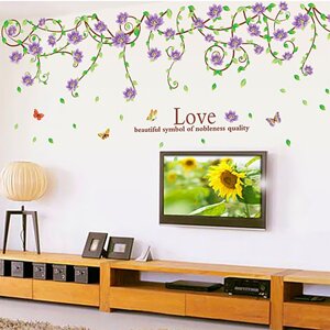 Decal dán tường giàn hoa tím BinBin PK95 160 x 60 cm