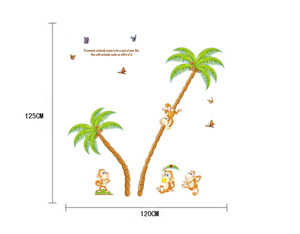 Decal dán tường hình khỉ leo dừa - EB41