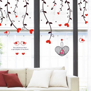 Decal dán tường Perfect PK247 - Dây leo trái tim đỏ