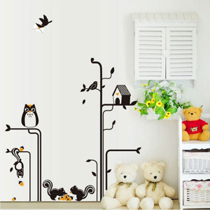 Decal dán tường PK24 - Vườn sóc nâu