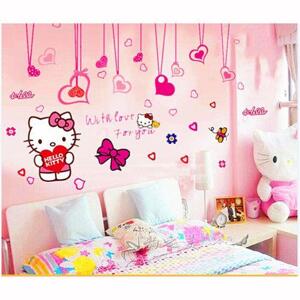 Decal dán tường trái tim và Hello Kitty EB157