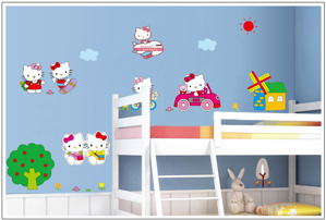 Decal dán tường trang trí hình mèo Hello Kitty DTM673