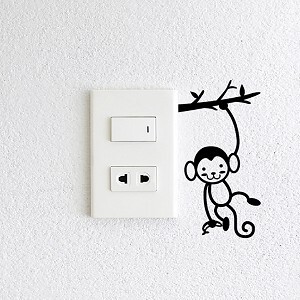 Decal Trang Trí Ổ Cắm Điện NineWall Monkey DE004