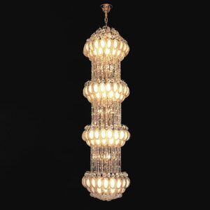Đèn chùm pha lê thông tầng chiếc lá mạ vàng Venus 3133