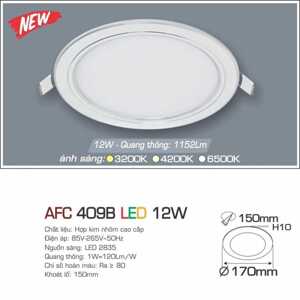 Đèn led âm trần Anfaco AFC 409B - 12W