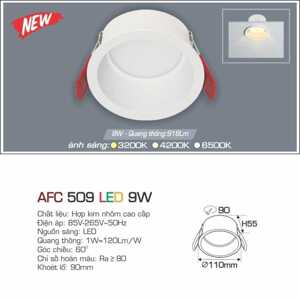 Đèn led âm trần Anfaco AFC 509 - 9W