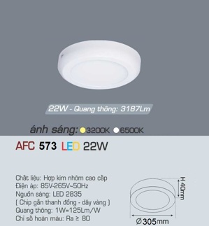 Đèn led âm trần Anfaco AFC-573 - 22W