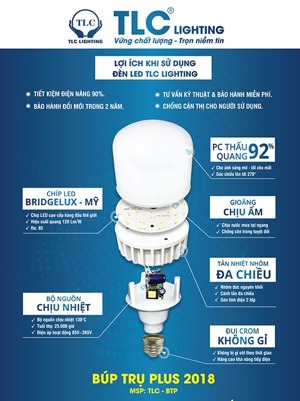 Đèn led búp trụ 15w TLC-BTP15