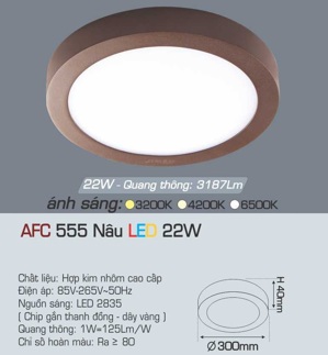 Đèn ốp trần cao cấp Anfaco AFC 555N 22W 1C