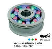 Đèn pha hồ nước  HBG 18W 3 Màu