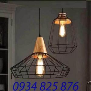 Đèn thả sắt đầu gỗ trang trí LT135