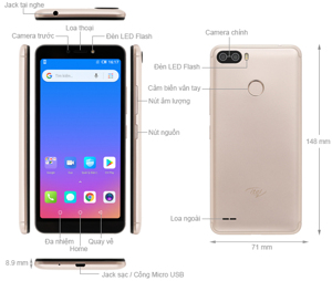 Điện thoại Itel P32 - 1 GB RAM, 8GB, 5.45 inch