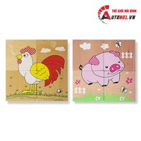 Đồ chơi gỗ ghép hình gà - heo 40161B DG015
