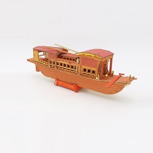 Đồ chơi lắp ráp gỗ 3D - Mô hình Thuyền Đỏ Red Boat Laser HG-A048