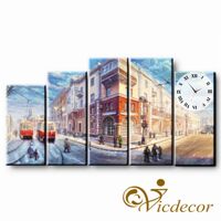 Đồng hồ canvas Thành phố về đông Vicdecor DCV0049