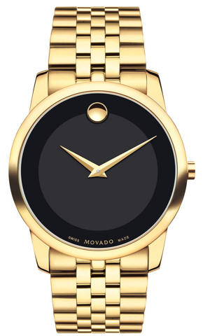 Đồng Hồ Movado Museum Classic Black Dial Yellow Gold PVD Men's Watch 0606997