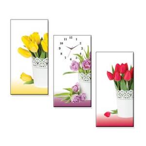 Đồng hồ tranh bộ 3 hoa Tulip Dyvina-3T3060-9