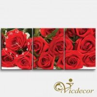 Đồng hồ tranh Hoa hồng đỏ 1 Vicdecor DHT0167