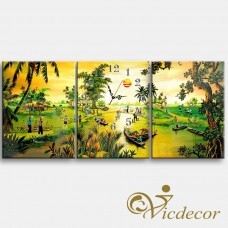 Đồng hồ tranh Quê tôi Vicdecor DHT0147