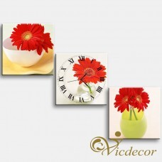 Đồng Hồ Tranh Sắc Đỏ Vicdecor DHT0095