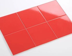 Gạch thẻ vuông đỏ bóng phẳng 10x10