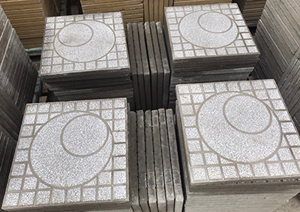 Gạch vỉa hè Terrazzo 40x40 xám tròn