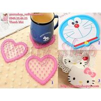 Miếng lót ly silicon hình Kitty, Doremon, trái tim GD071