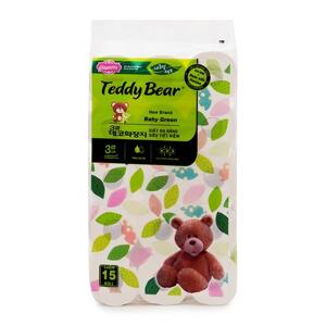 Giấy vệ sinh Baby Green Teddy Bear 3 lớp có lõi bịch 15 cuộn