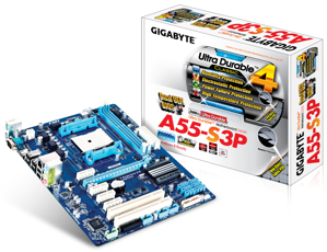 Bo mạch chủ - Mainboard Gigabyte GA-A55-S3P - Socket FM1, AMD A55, 2 x DIMM, Max 64GB, DDR3