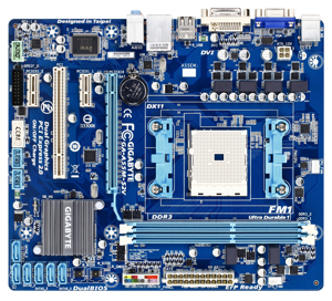 Bo mạch chủ - Mainboard Gigabyte GA-A55M-S2V - Socket FM1, AMD A75, 2 x DIMM, Max 64GB, DDR3