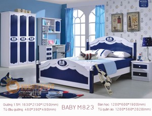 GIƯỜNG NGỦ CHO BÉ TRAI ĐẠI DƯƠNG XANH BABY M823G