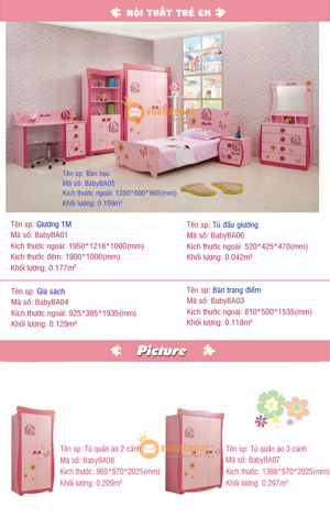 GIƯỜNG NGỦ DỄ THƯƠNG CHO BÉ GÁI BABY BA01G