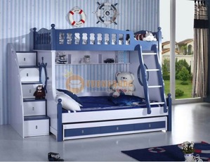 GIƯỜNG TẦNG CHO BÉ TRAI MẦU XANH DƯƠNG BABY M611