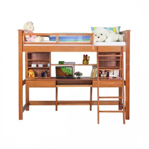 Giường tầng kết hợp bàn học Lam Sơn 100A.GT - KT 210 x 115 cm, màu nâu