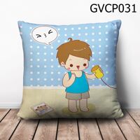 Gối vuông Cậu bé cầm ống nghe - GVCP031