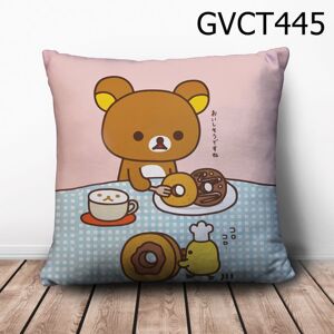 Gối vuông Rilakkuma ăn donut - GVCT445