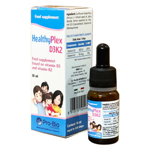 Healthyplex D3K2 10ml - Vitamin D3 k2 cho bé, giúp tăng chiều cao tối đa. Hỗ trợ hệ xương răng chắc khỏe